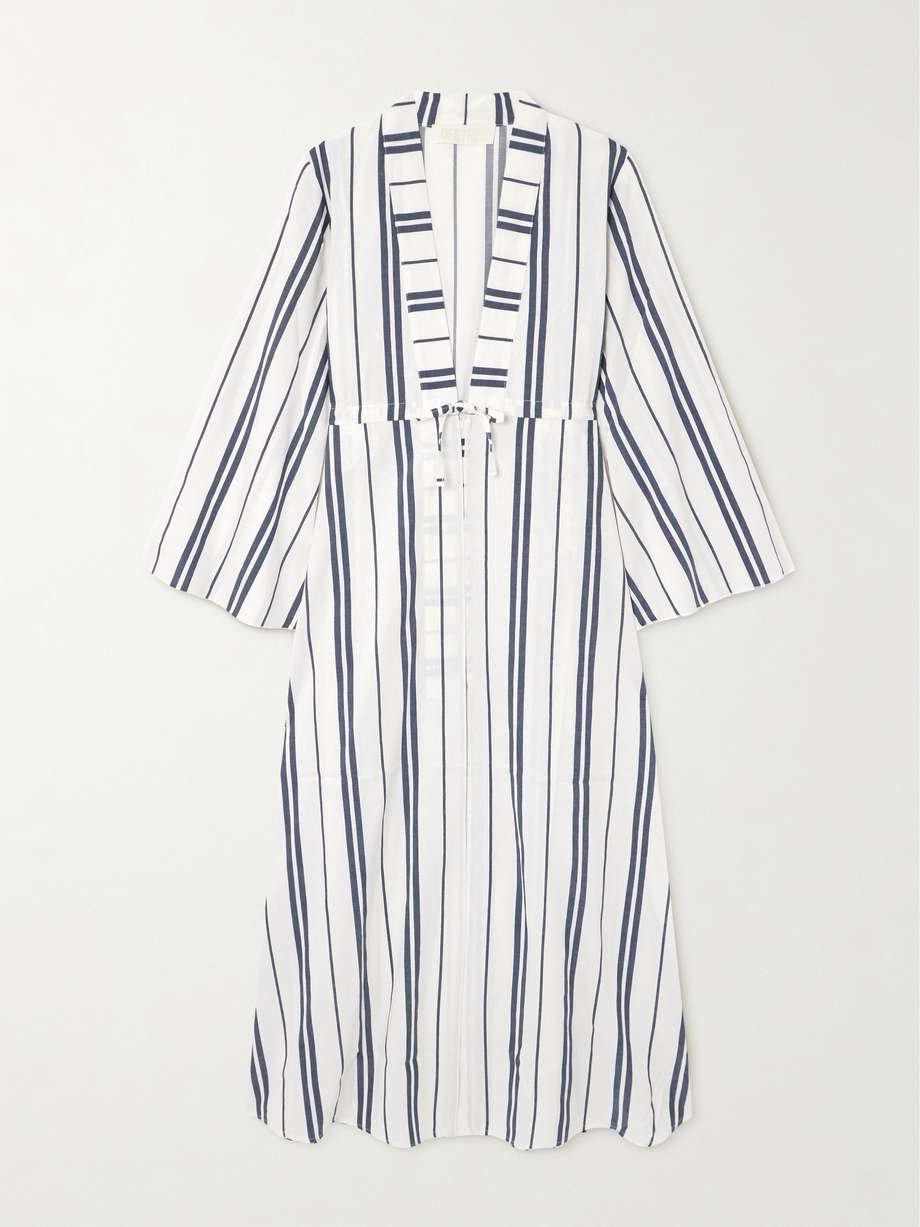 otani striped woven coverup