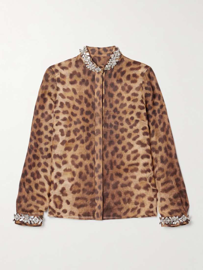 Zimmermann Crush Leopard-print Linen And Silk-blend Organza Shirt