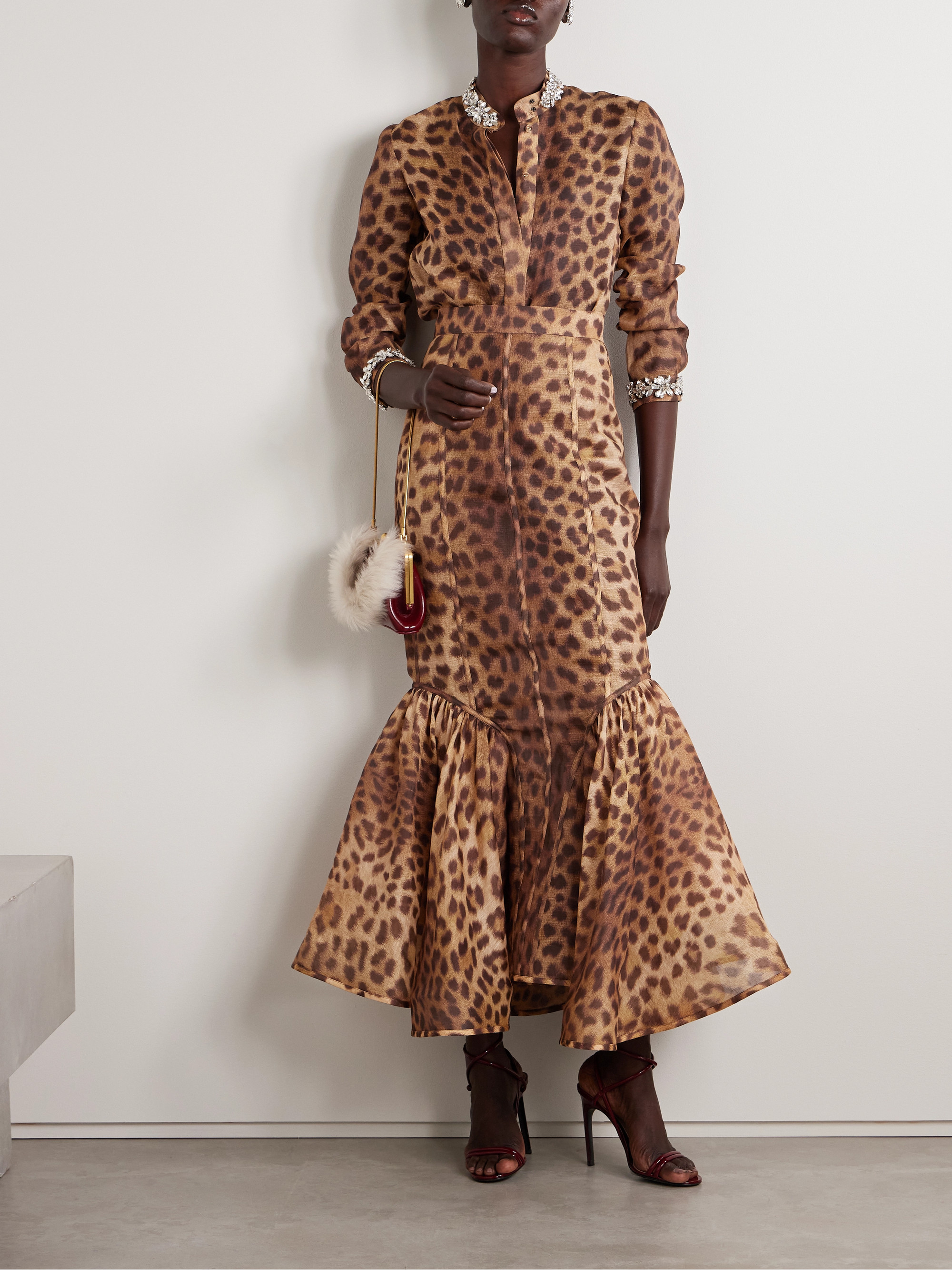 Zimmermann - Crush leopard-print linen and silk-blend organza