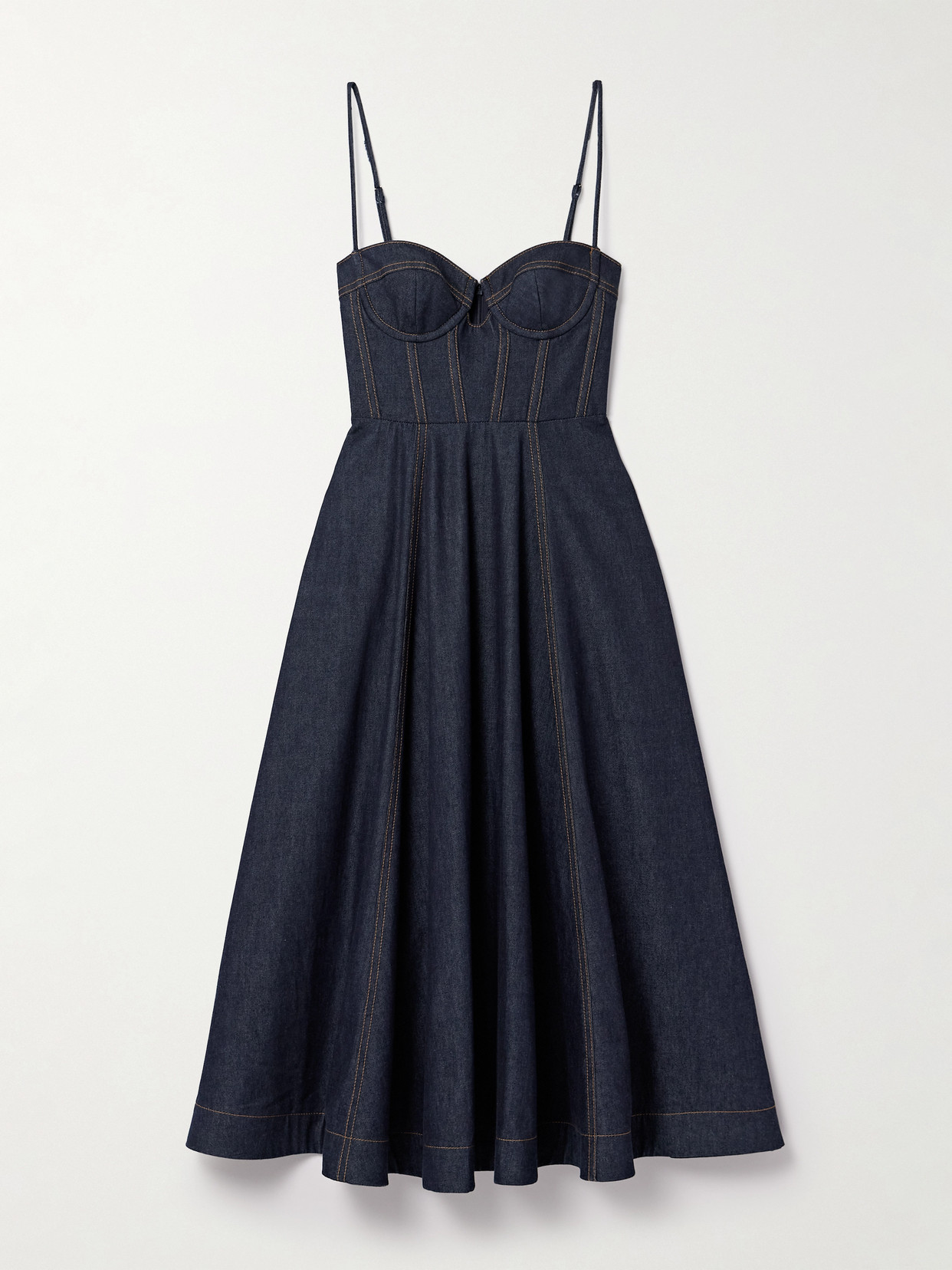 Zimmermann - Crush Denim Midi Dress - Dark denim