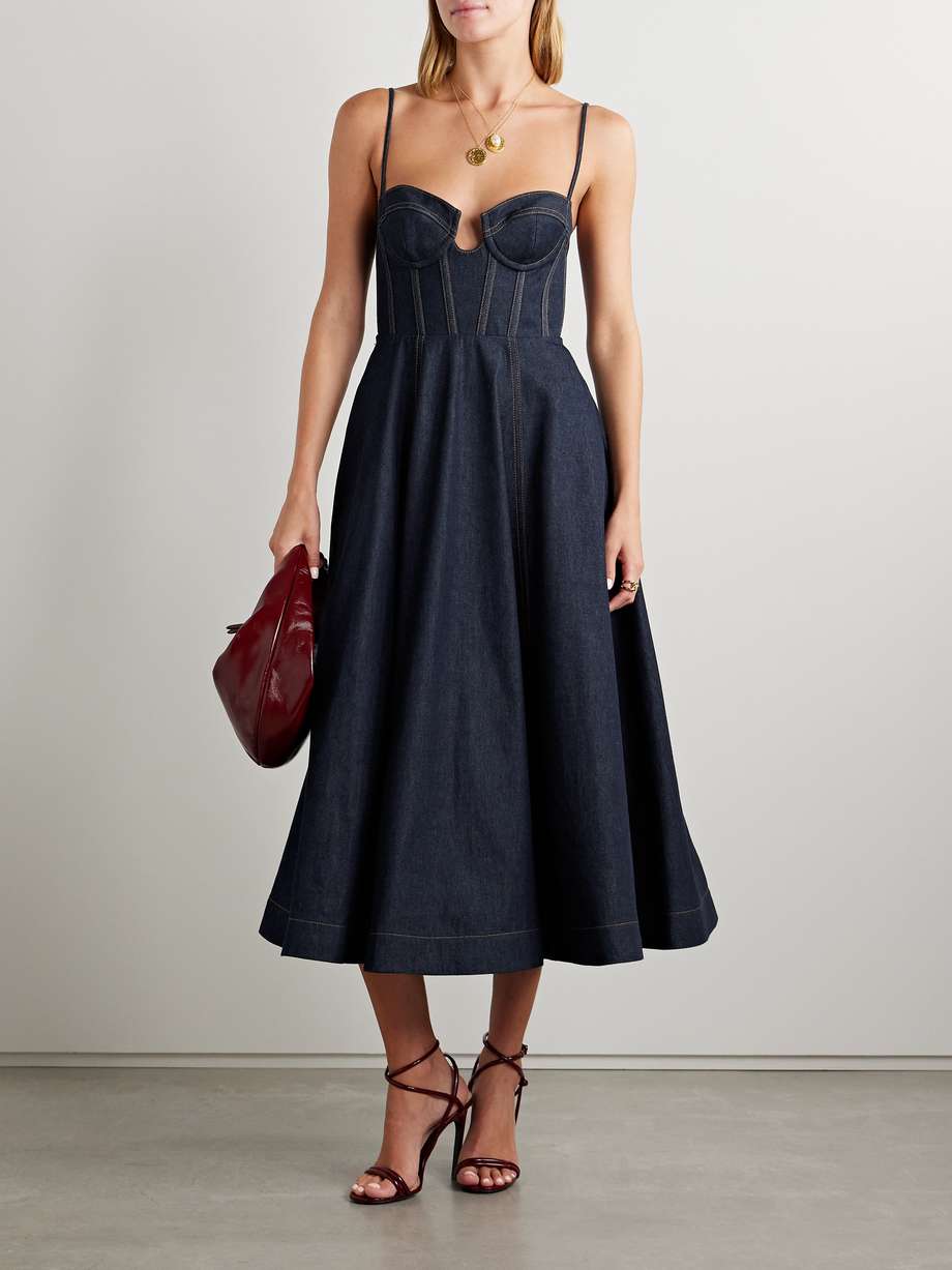 crush denim midi dress