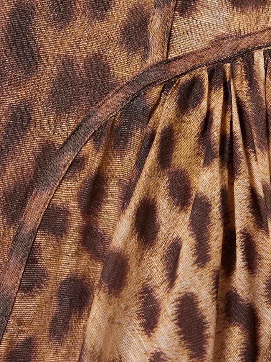 crush belted crystal-embellished leopard-print linen and silk-blend organza midi dress