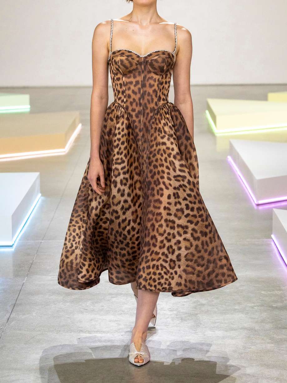 crush belted crystal-embellished leopard-print linen and silk-blend organza midi dress