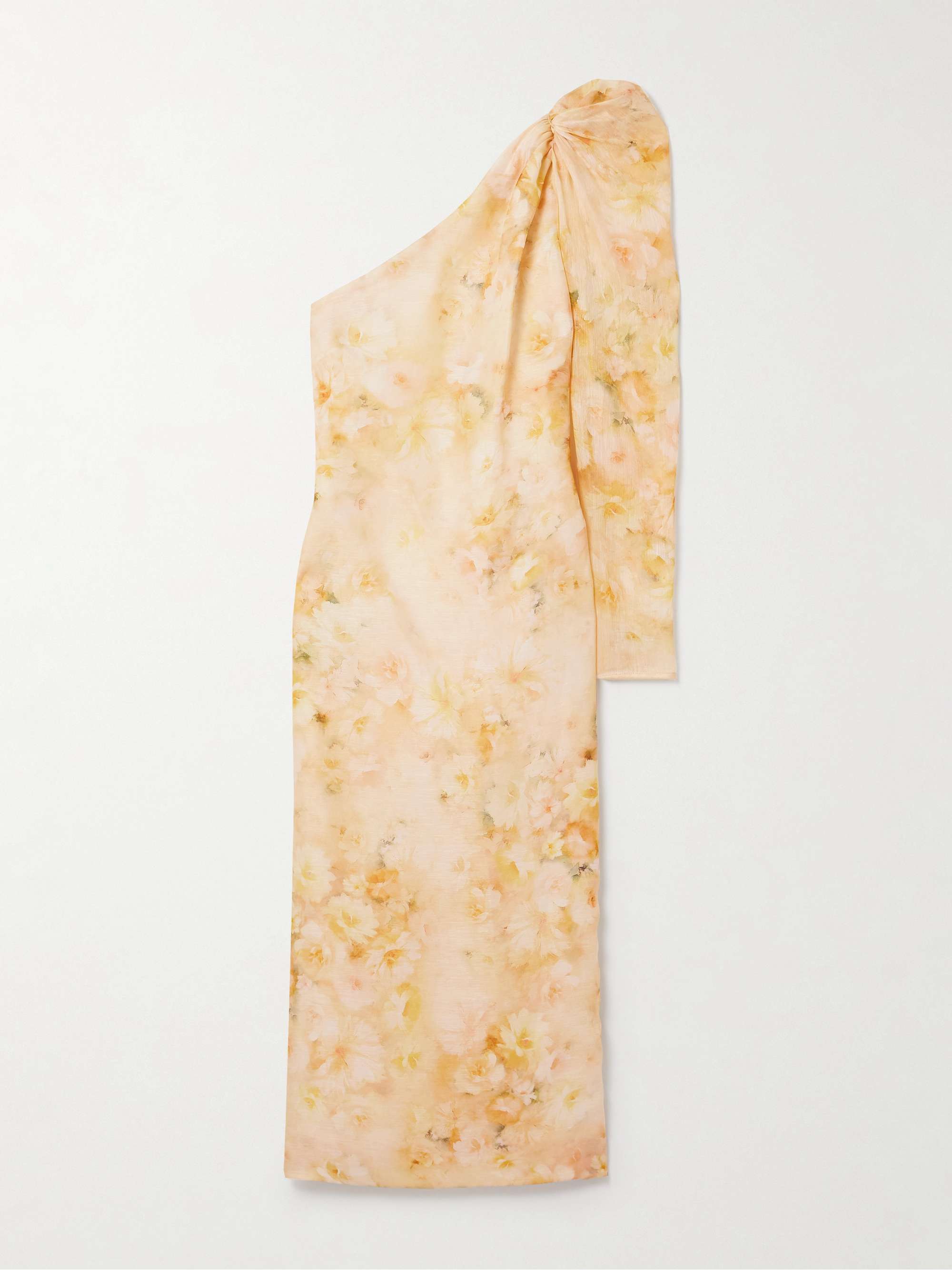 ZIMMERMANN Crush one-sleeve floral-print linen and silk