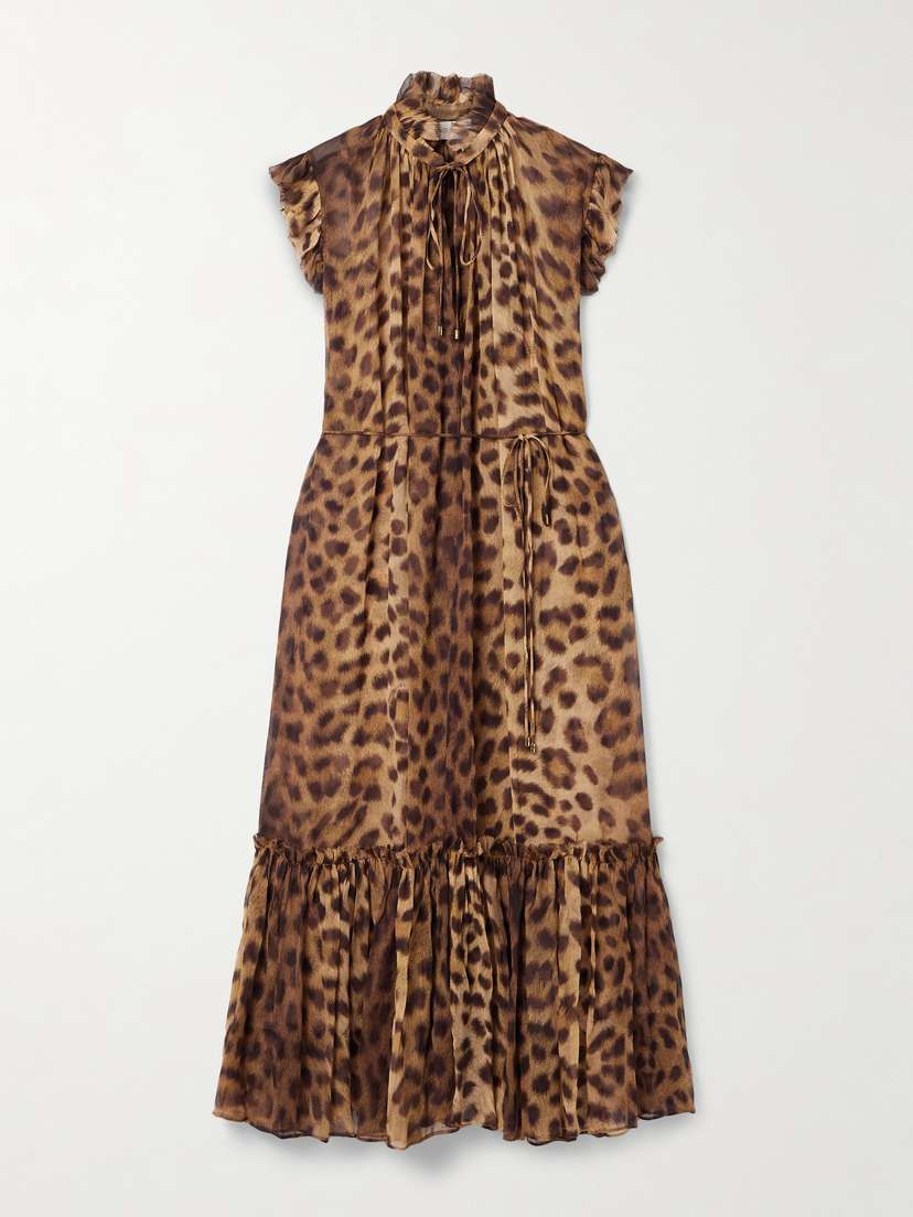 Zimmermann Crush Leopard-print Crepon Midi Dress