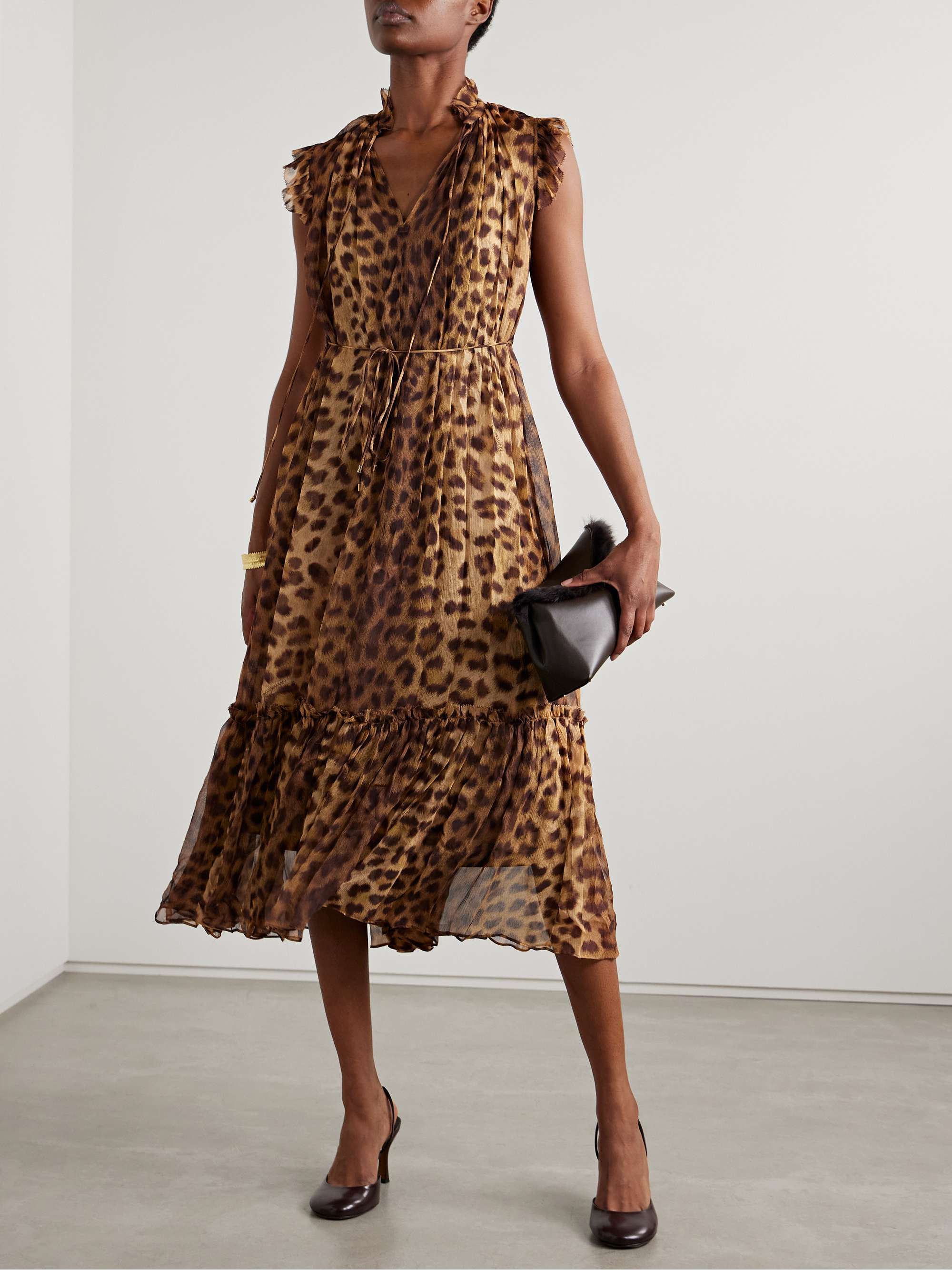 Leopard print Crush leopard print crepon midi dress ZIMMERMANN NET A PORTER