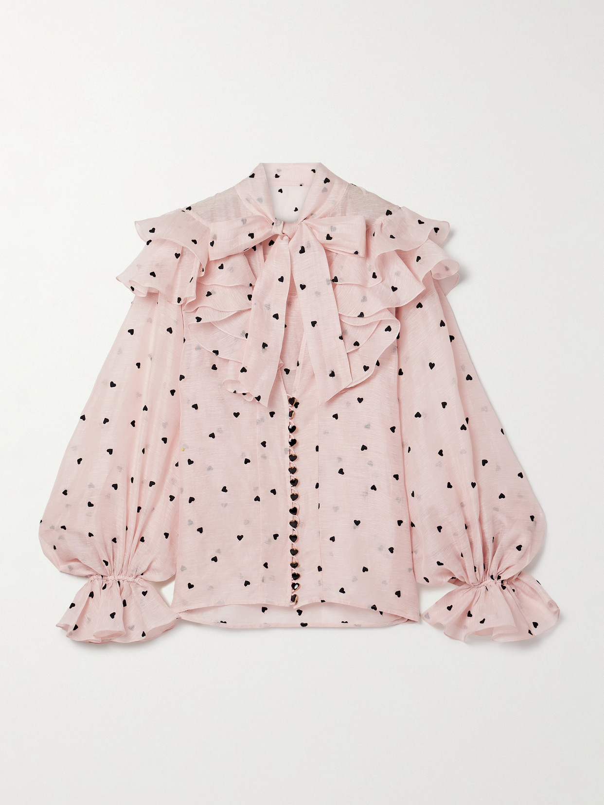Shop Zimmermann Crush Ruffled Embroidered Linen And Silk-blend Organza Blouse In Pink