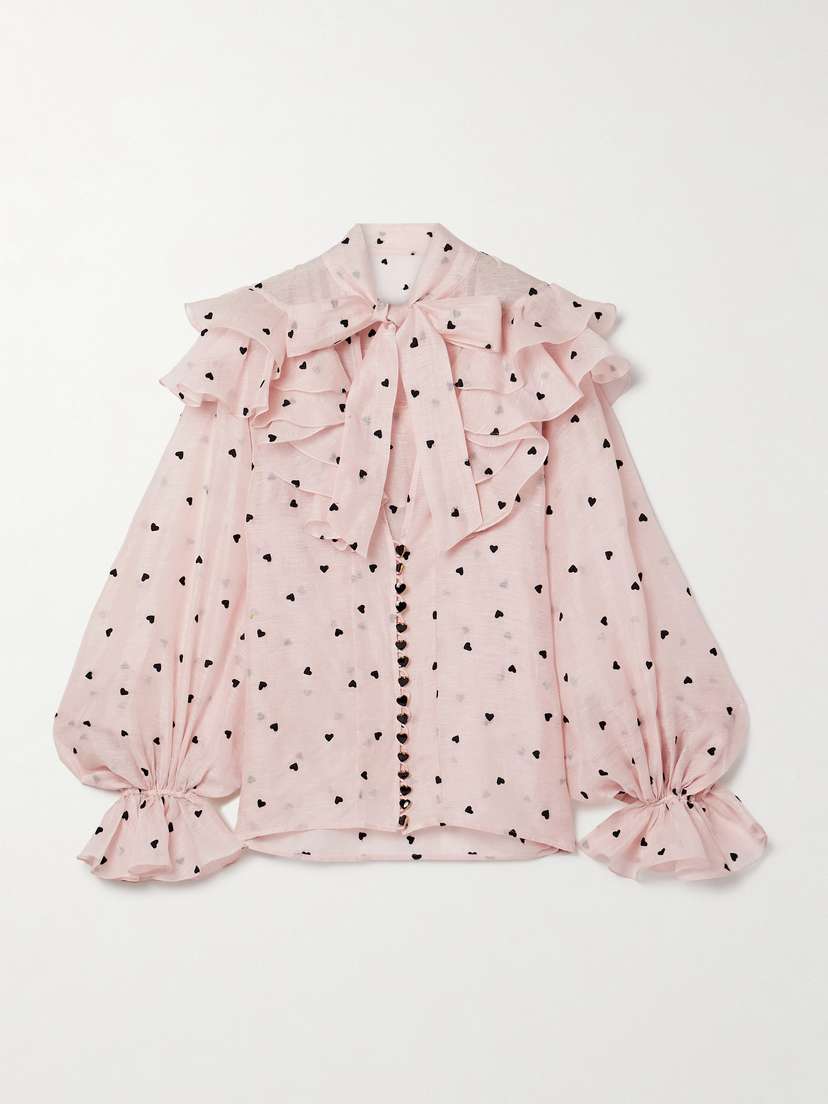 Zimmermann Crush Ruffled Embroidered Linen And Silk-blend Organza Blouse