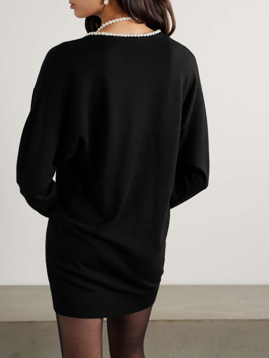 crush faux pearl-embellished wool mini dress