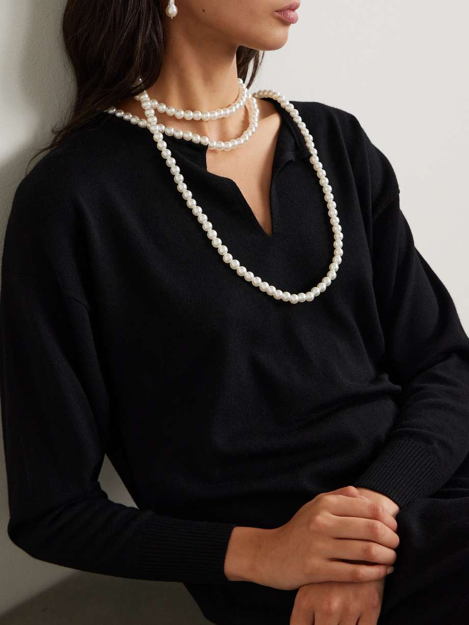 crush faux pearl-embellished wool mini dress