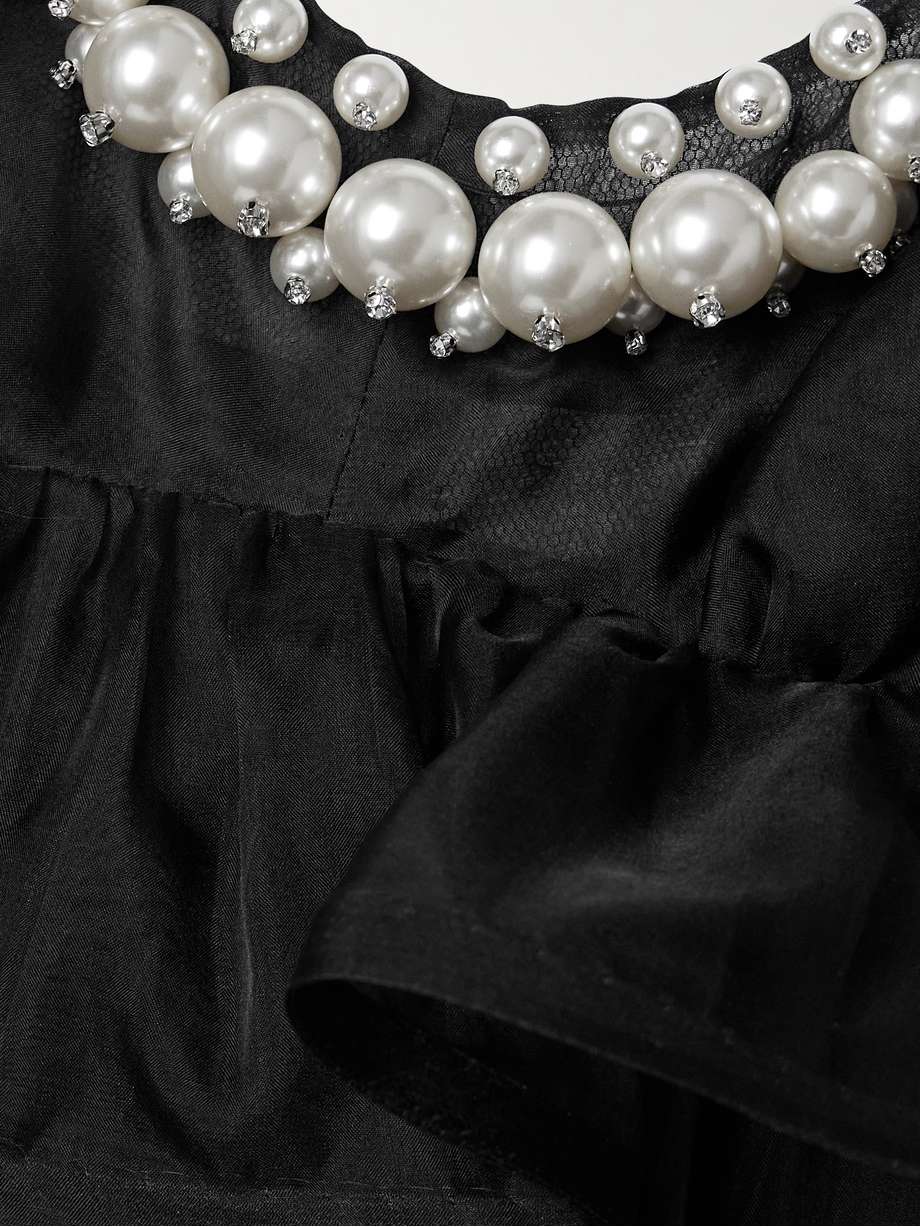 crush embellished ruffled silk-organza gown