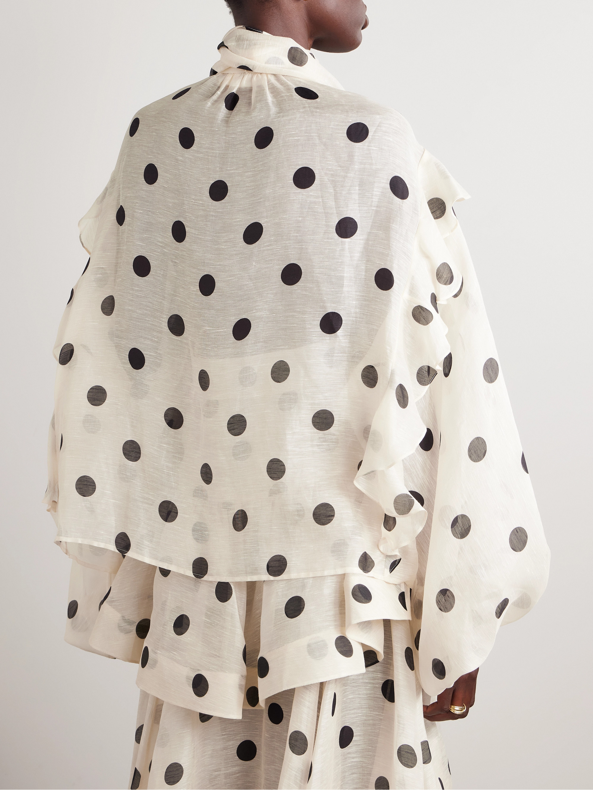 Zimmermann Crush ruffled polka-dot linen and silk-blend organza blouse thumbnail