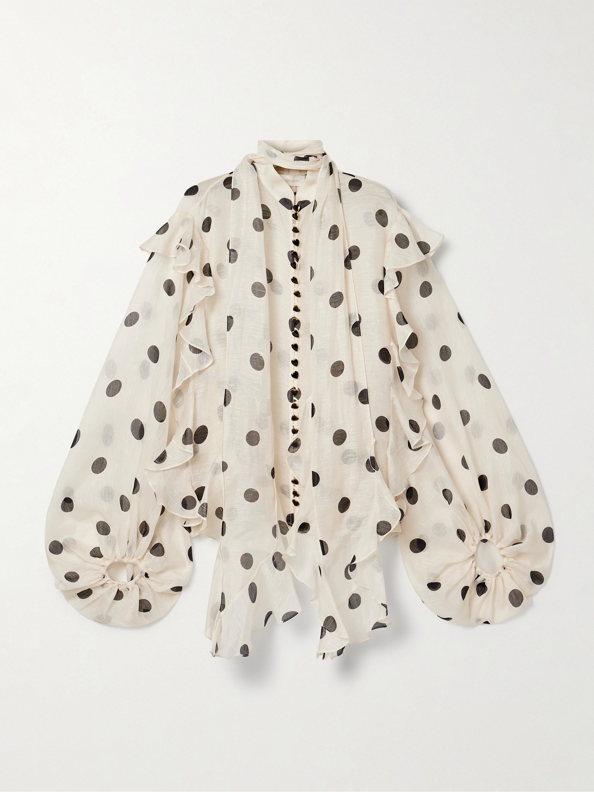 Zimmermann Crush ruffled polka-dot linen and silk-blend organza blouse thumbnail