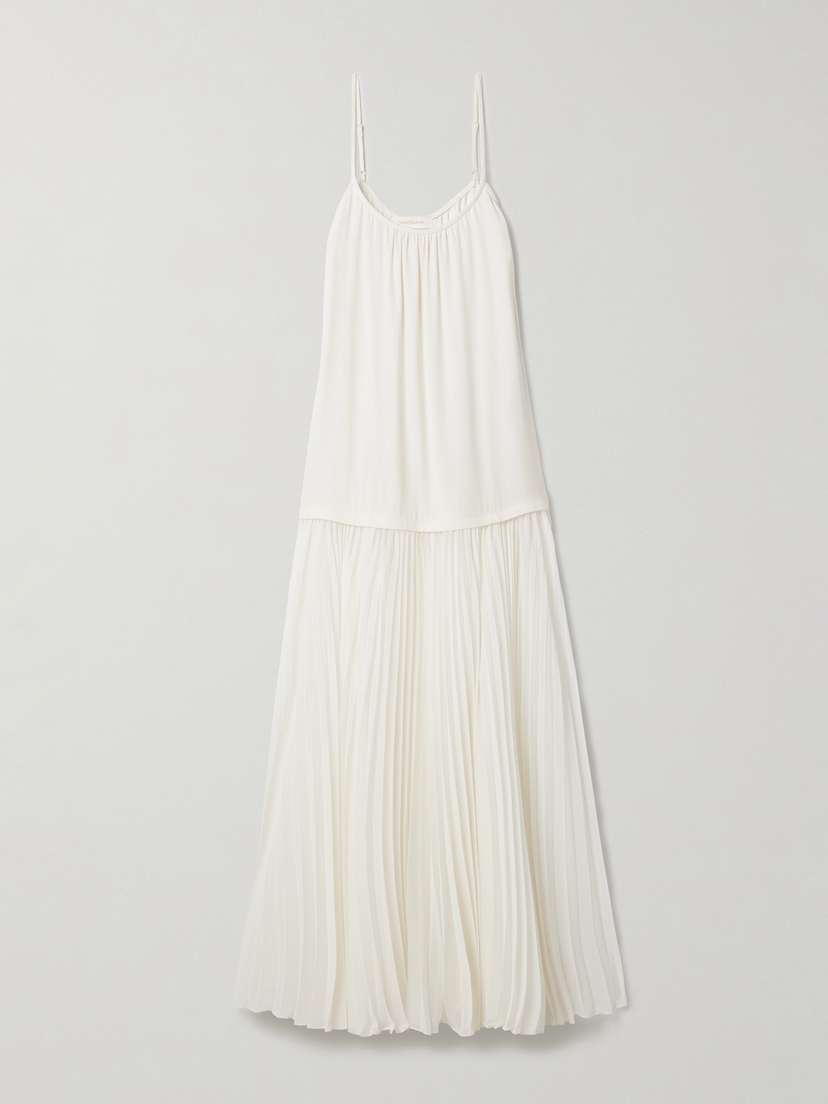 Zimmermann Crepe De Chine And Plissé-chiffon Maxi Dress