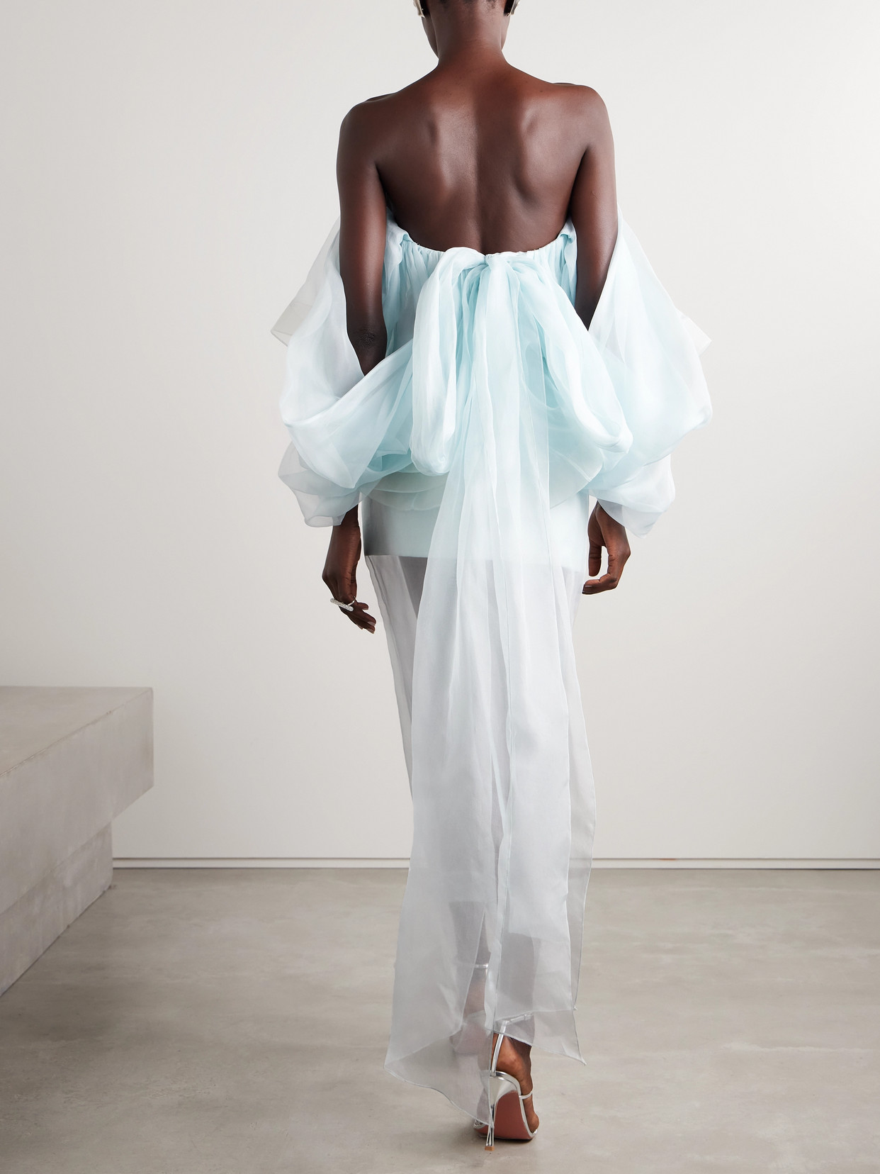 ZIMMERMANN CRUSH STRAPLESS RUFFLED SILK-ORGANZA TOP