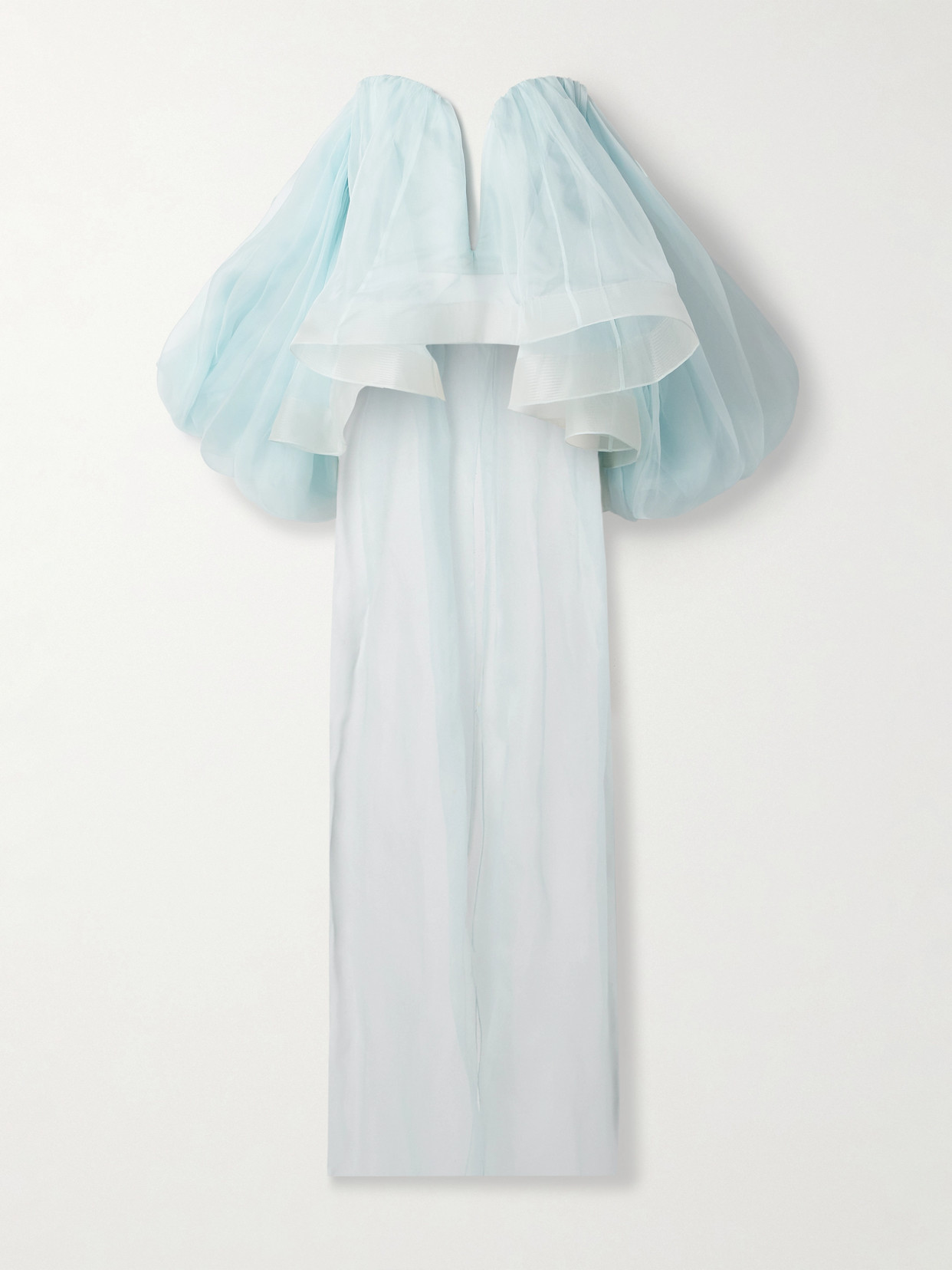 ZIMMERMANN CRUSH STRAPLESS RUFFLED SILK-ORGANZA TOP