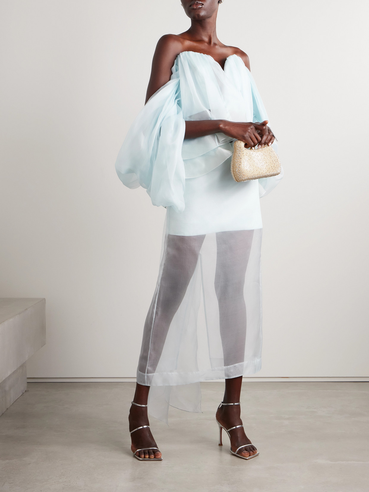 ZIMMERMANN CRUSH STRAPLESS RUFFLED SILK-ORGANZA TOP