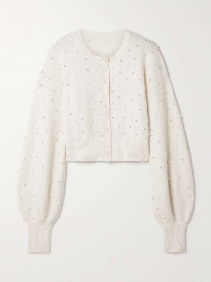 Zimmermann Crush Faux Pearl-embellished Alpaca-blend Cardigan
