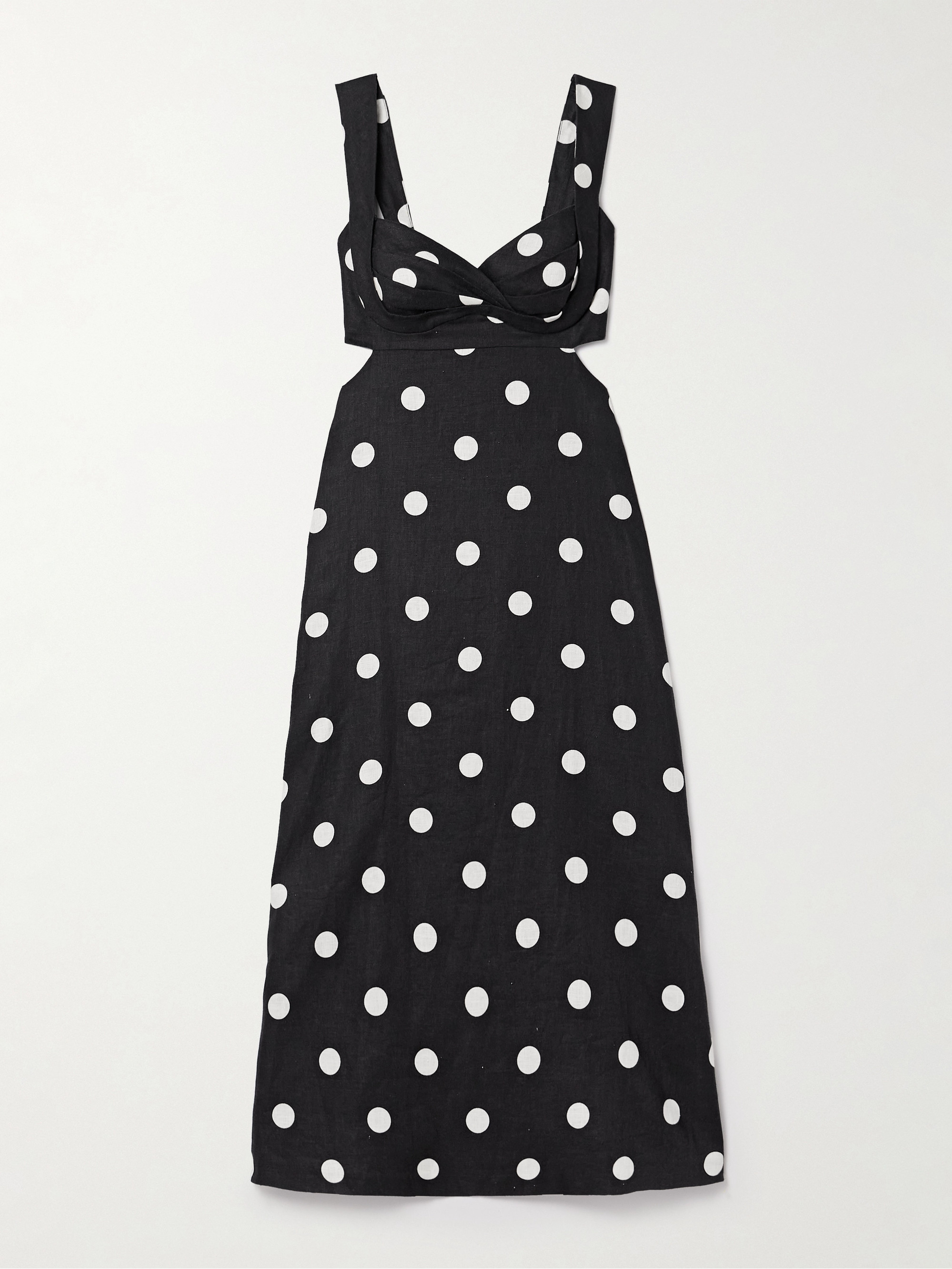 Zimmermann Crush cutout pleated polka-dot linen midi dress thumbnail