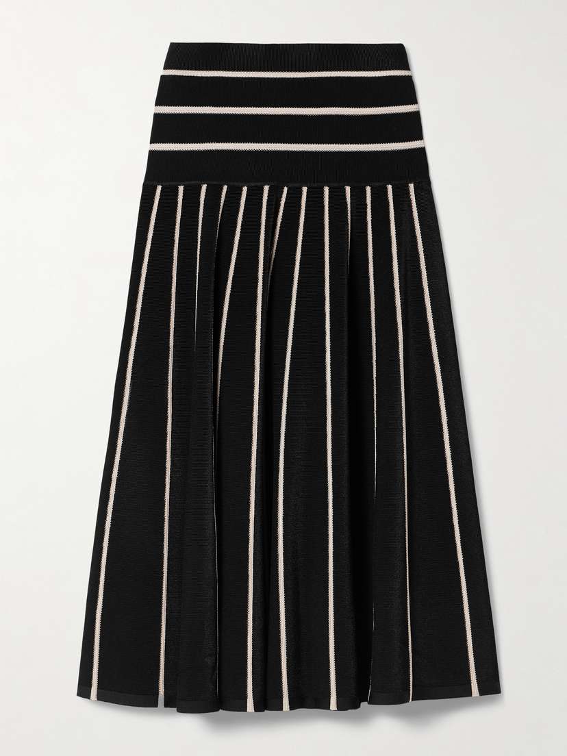 Zimmermann Crush Striped Stretch-knit Midi Skirt