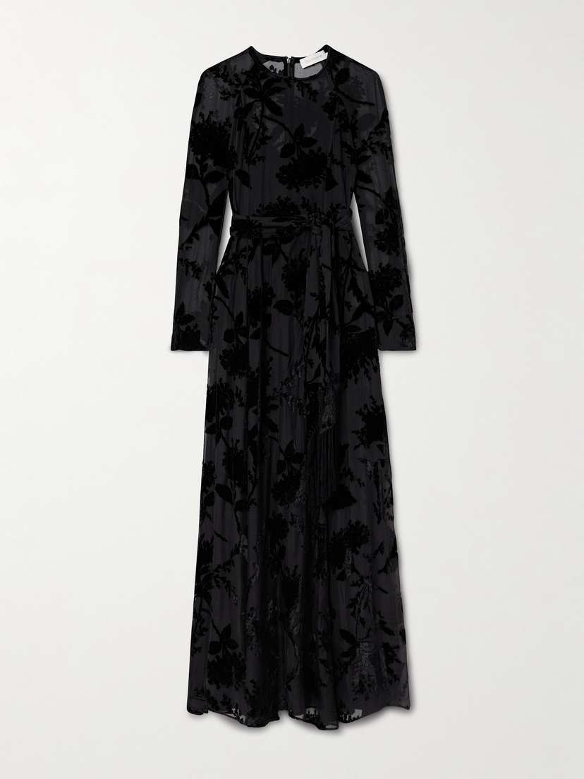Zimmermann Belted Dévoré-crepe De Chine Maxi Dress