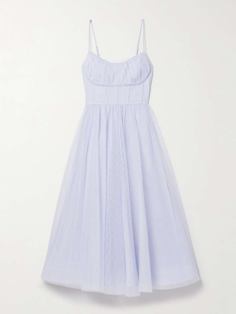 Zimmermann Pleated Tulle Midi Dress