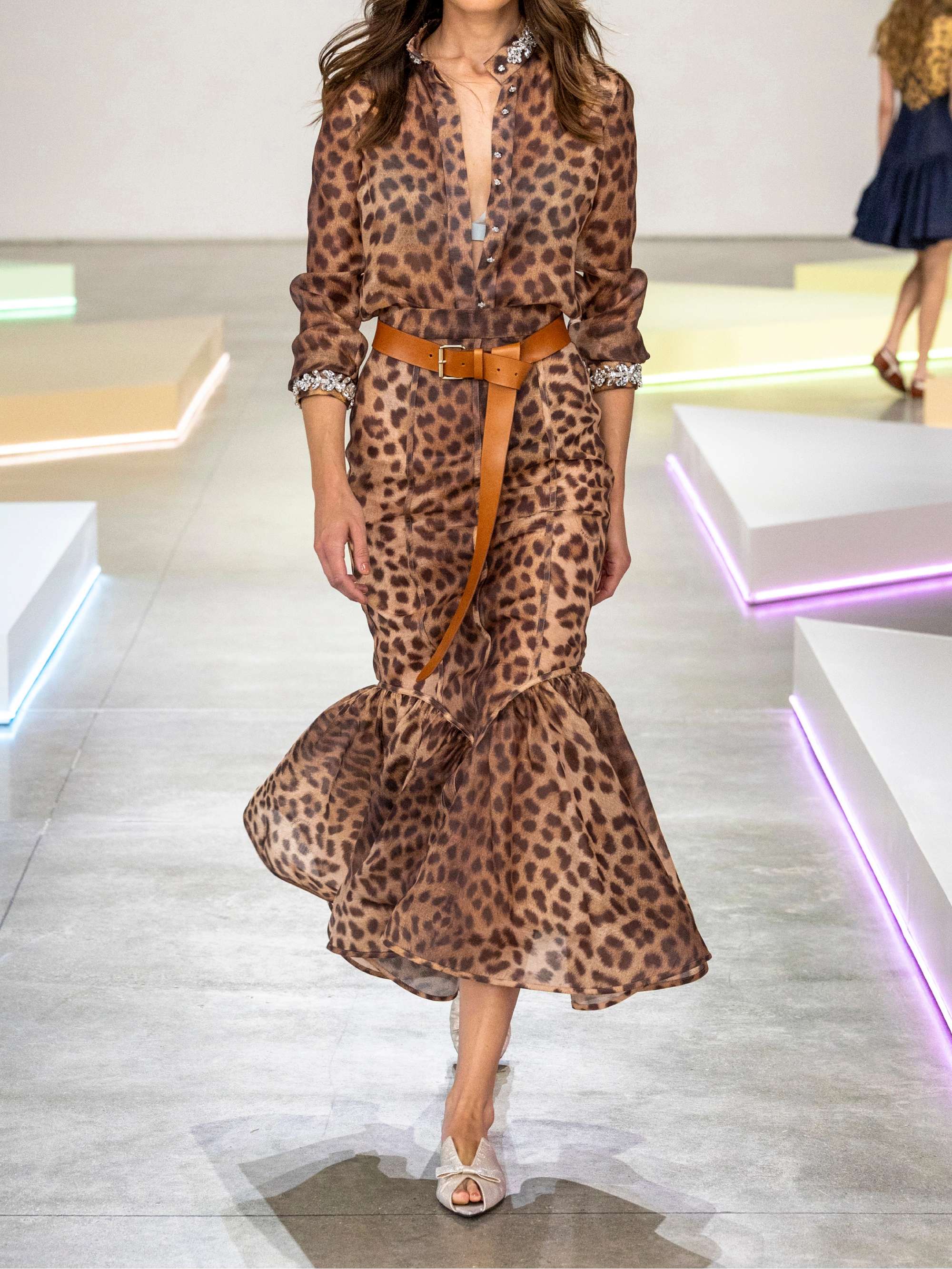 ZIMMERMANN Crush ruffled paneled leopard print linen and silk blend organza maxi skirt NET A PORTER