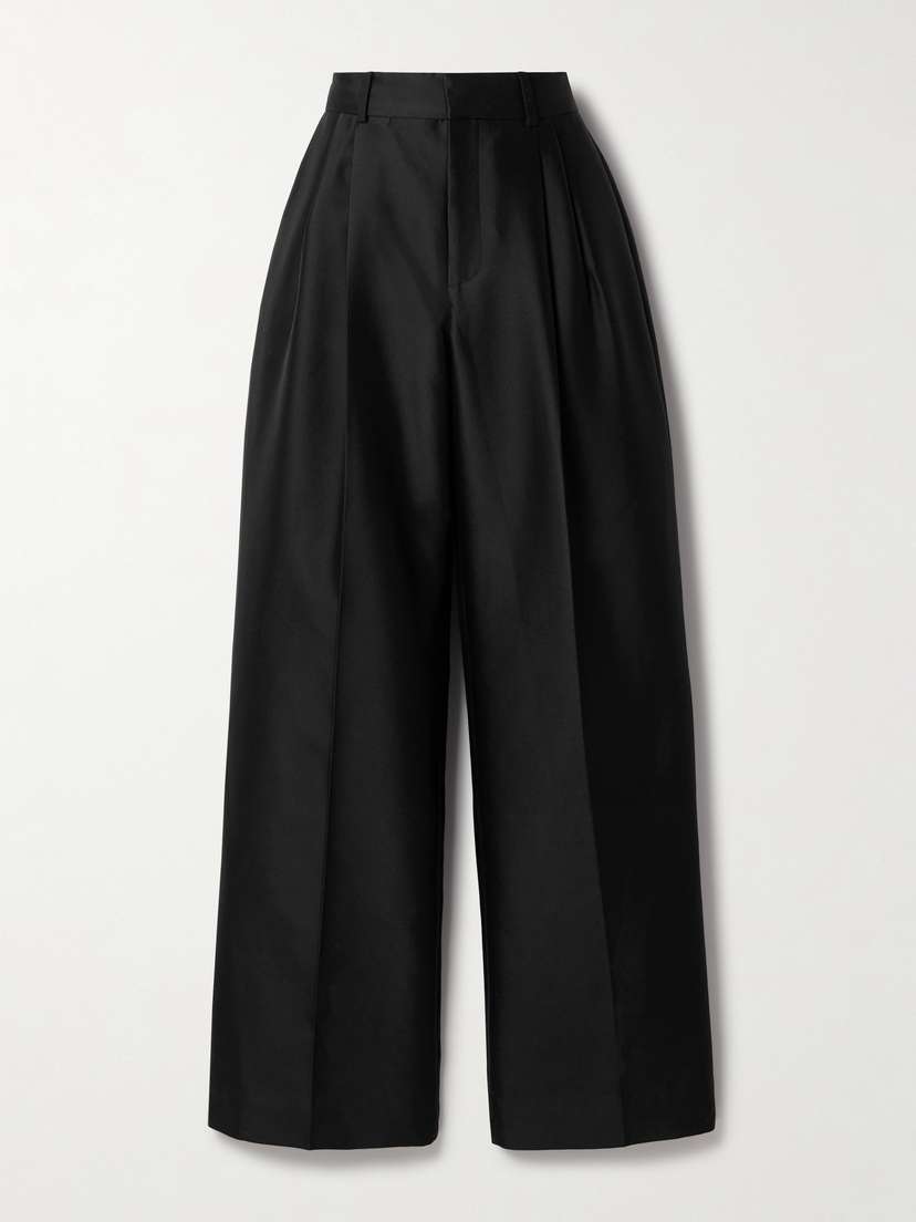 Zimmermann Pleated Silk And Wool-blend Twill Wide-leg Pants