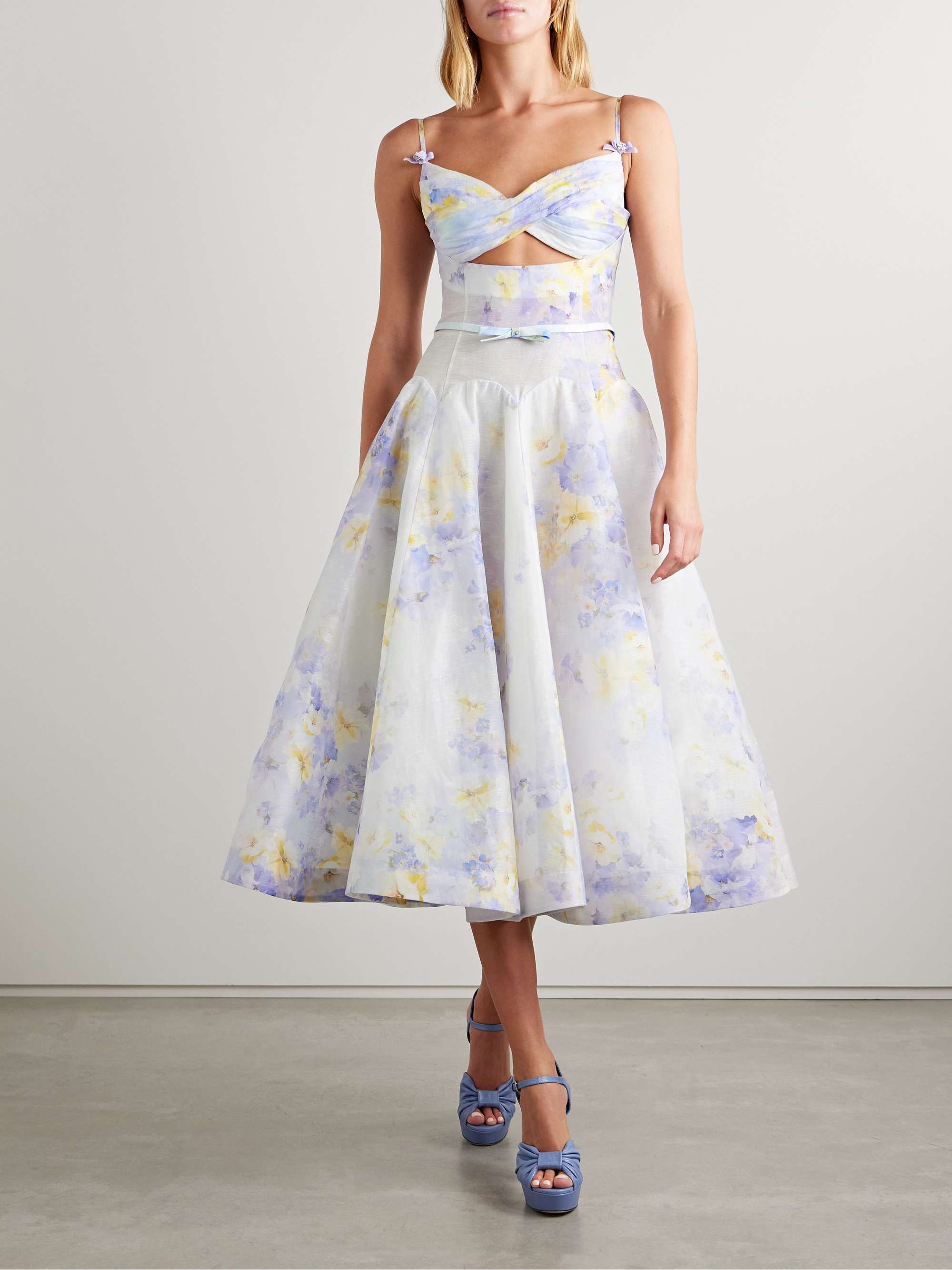 NWOT $1,850 Zimmermann Crush Ruffle Halter Mini Silk Linen