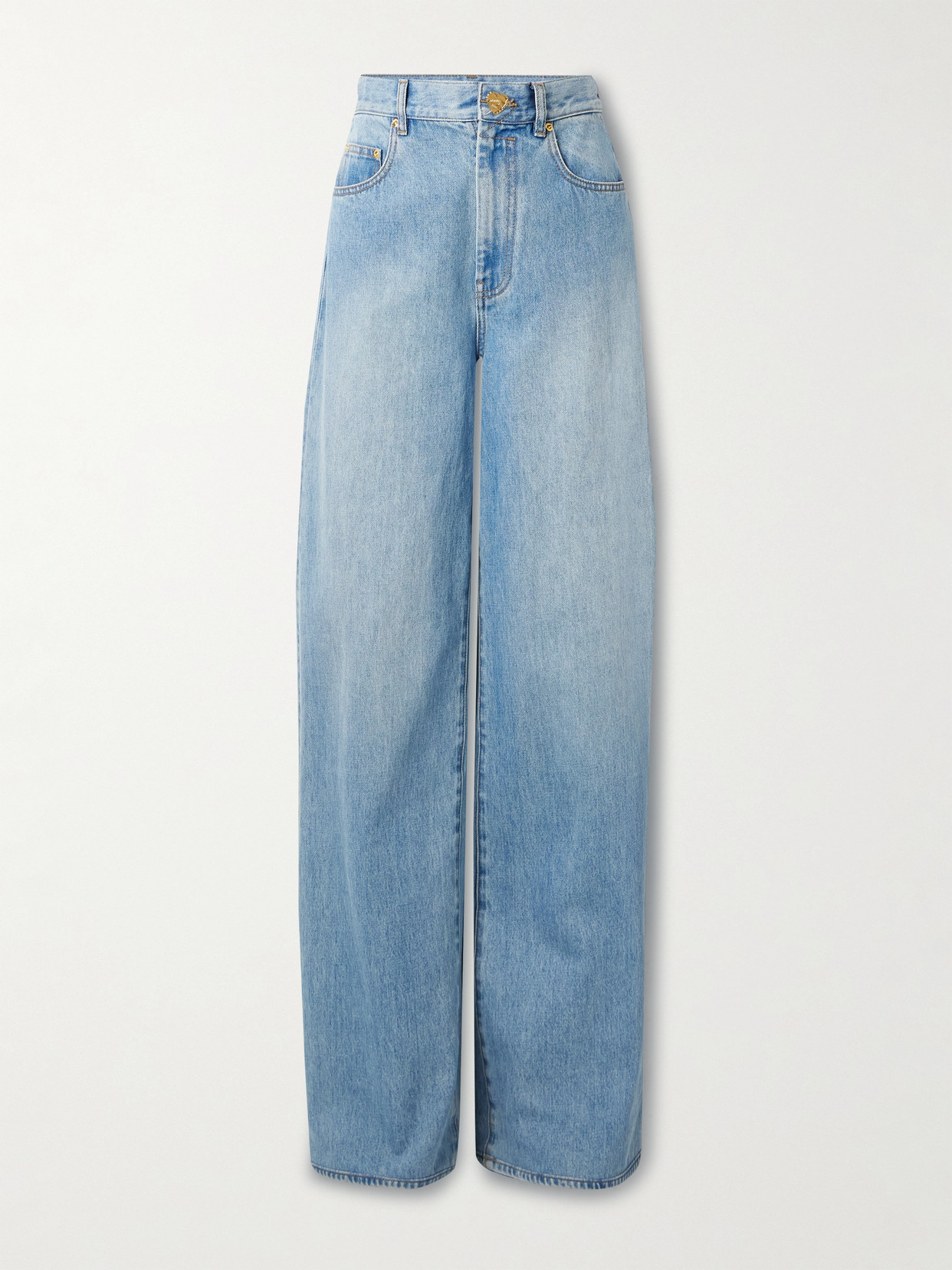 Zimmermann Crush High-rise Wide-leg Jeans In Blue