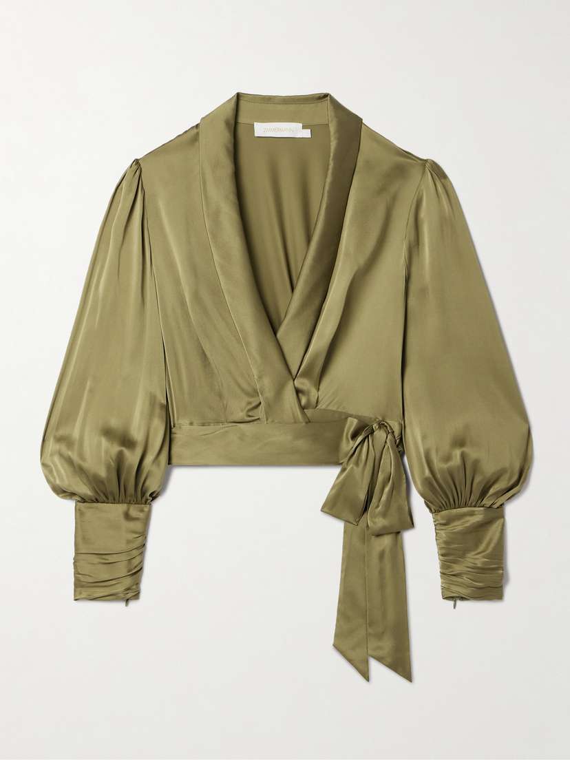 Zimmermann Silk-satin Wrap Blouse