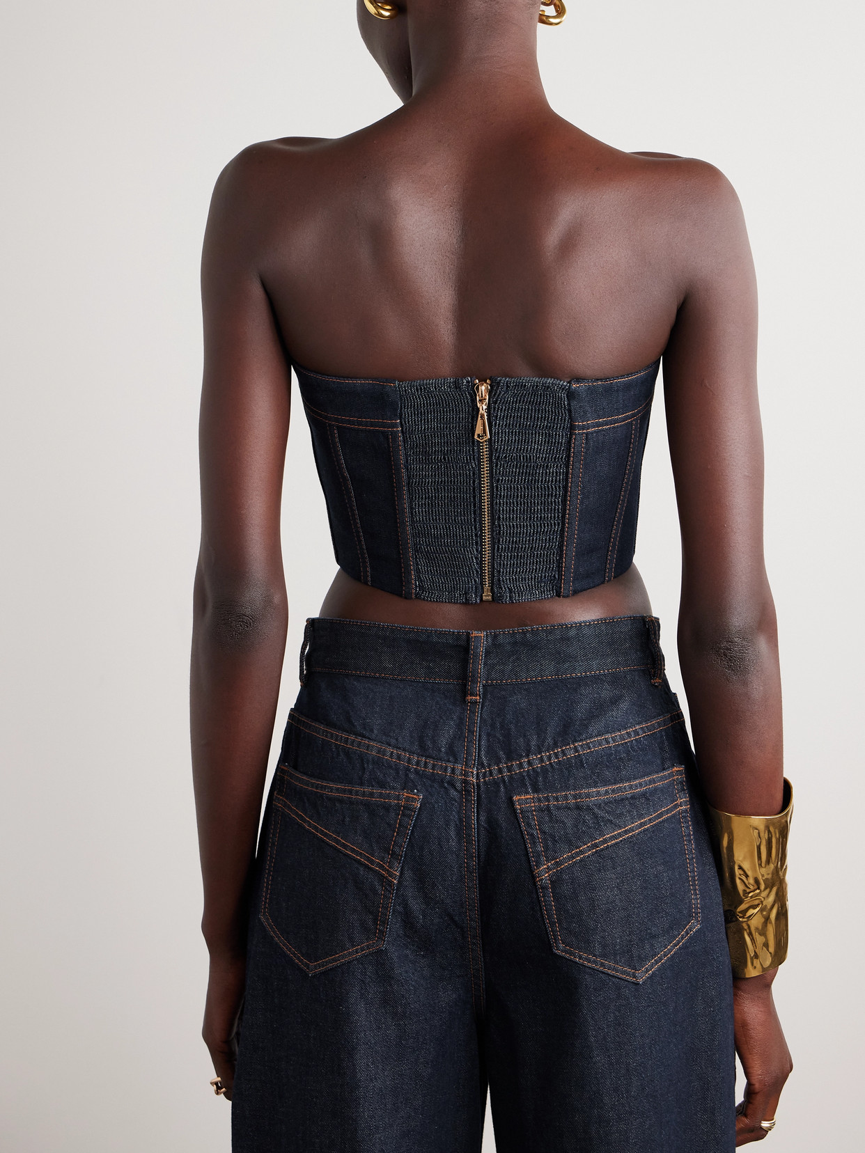 Zimmermann Denim Corset Top Adjustable Straps In Blue