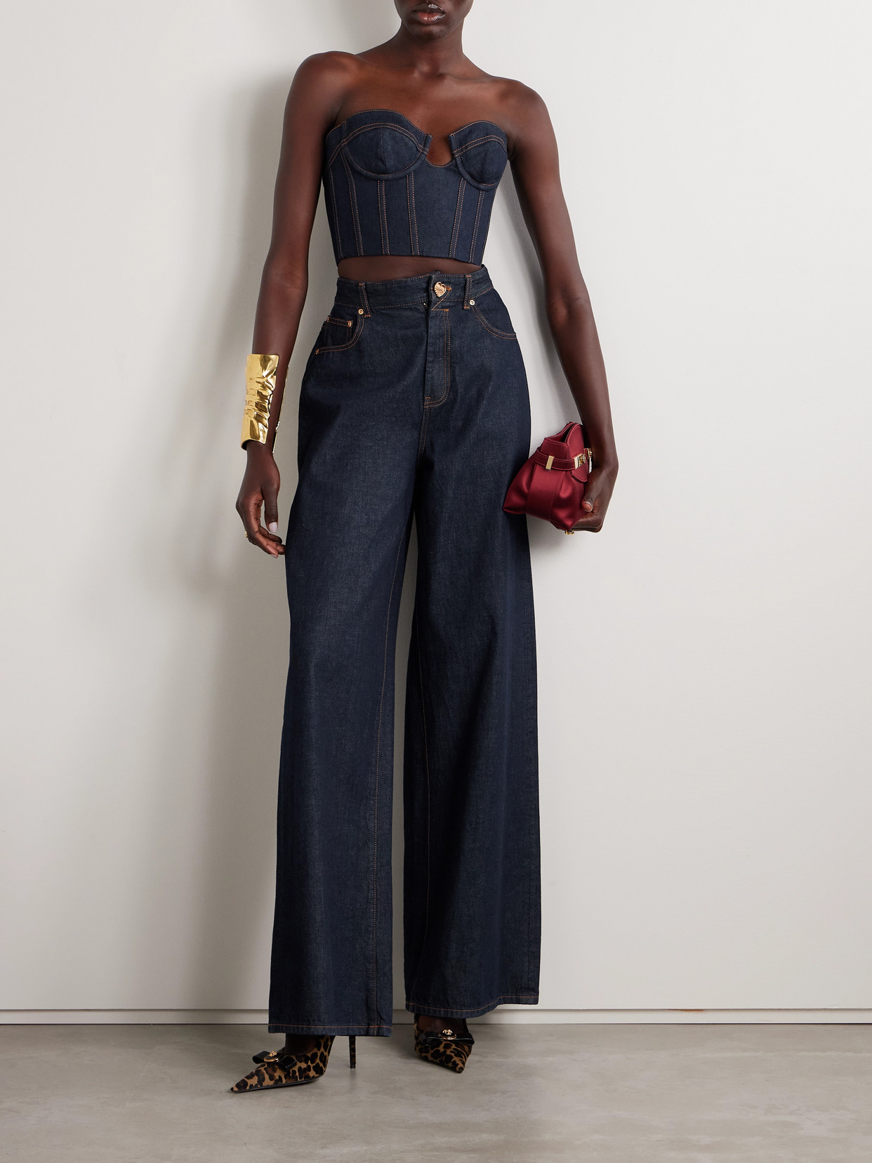 Zimmermann Denim Corset Top Adjustable Straps In Blue