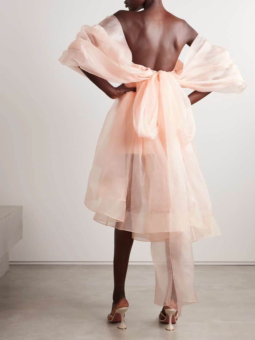 Zimmermann | Peach | Crush Strapless Gathered Silk-organza Mini