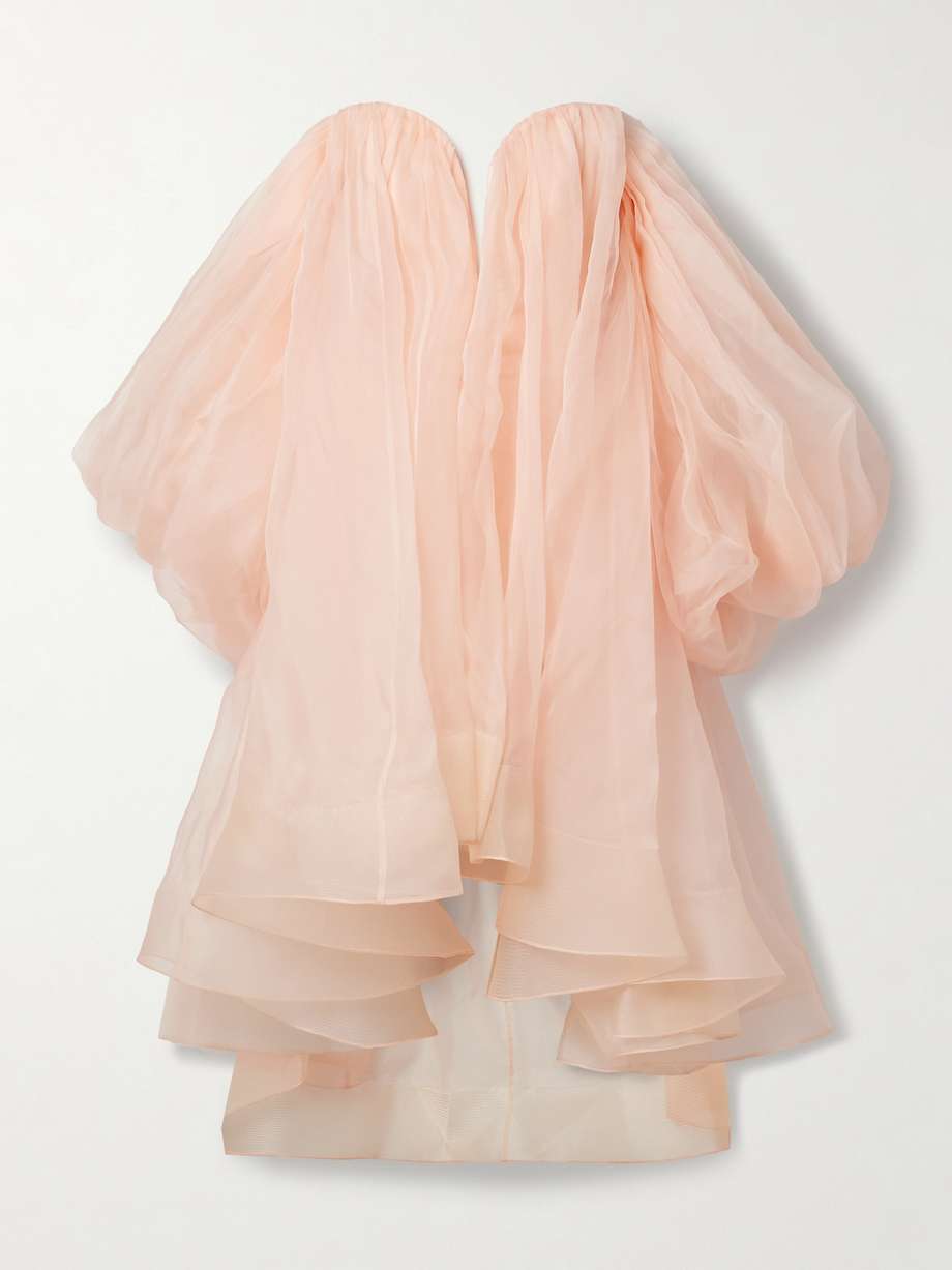 crush strapless gathered silk-organza mini dress