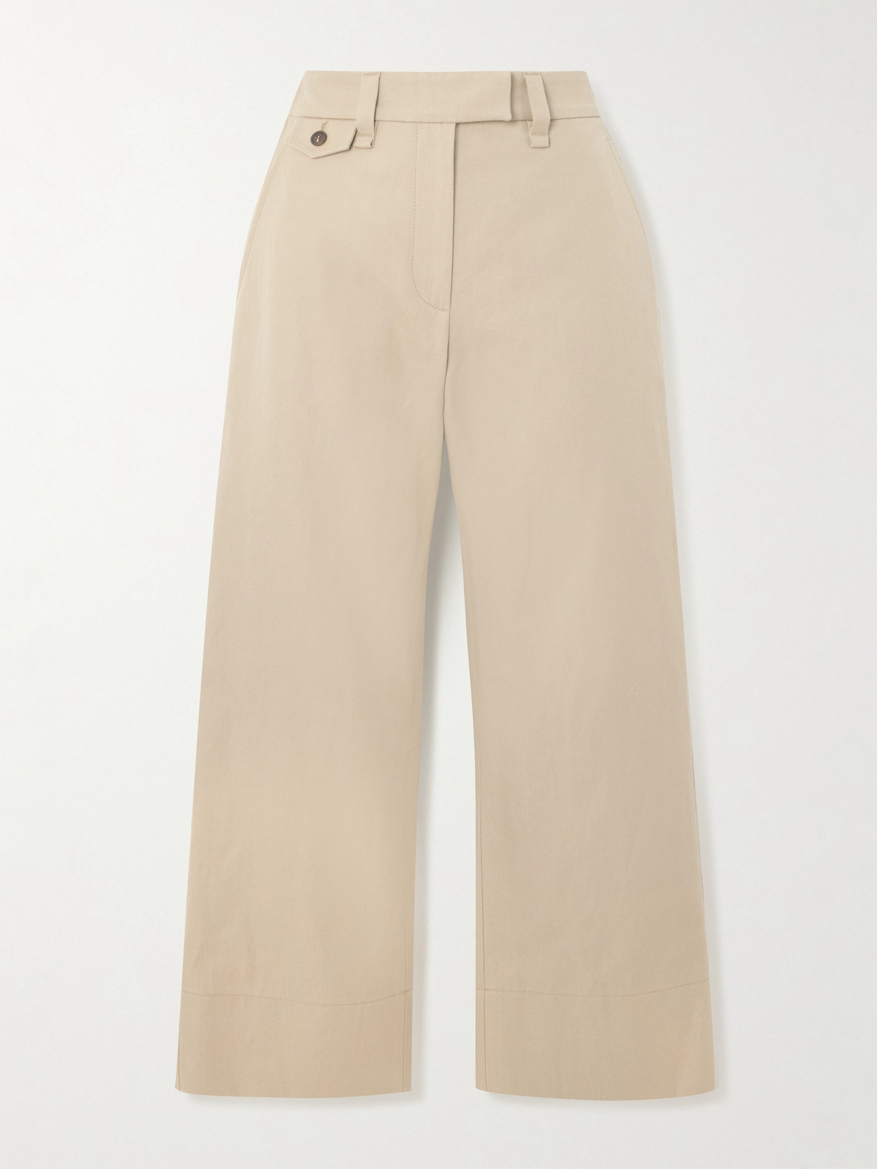 Brunello Cucinelli Bead-embellished Cropped Cotton And Linen-blend Twill Straight-leg Pants In Neutrals
