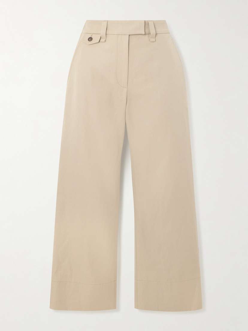 Brunello Cucinelli Bead-embellished Cropped Cotton And Linen-blend Twill Straight-leg Pants