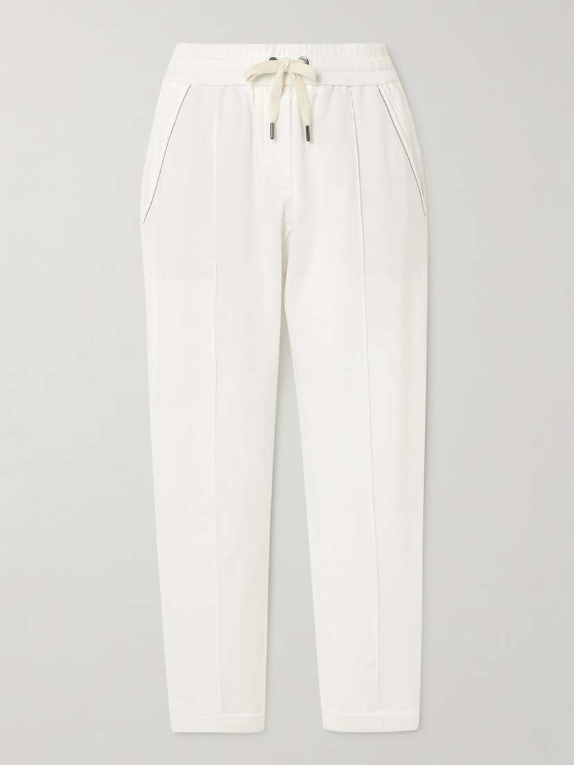 Brunello Cucinelli Bead-embellished Cotton-blend Tapered Sweatpants