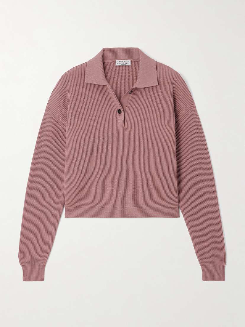 Brunello Cucinelli Bead-embellished Ribbed Cotton Sweater