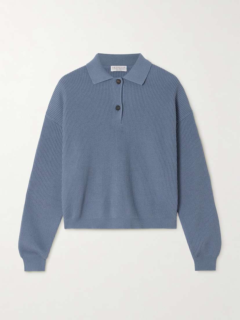 Brunello Cucinelli Bead-embellished Ribbed Cotton Sweater