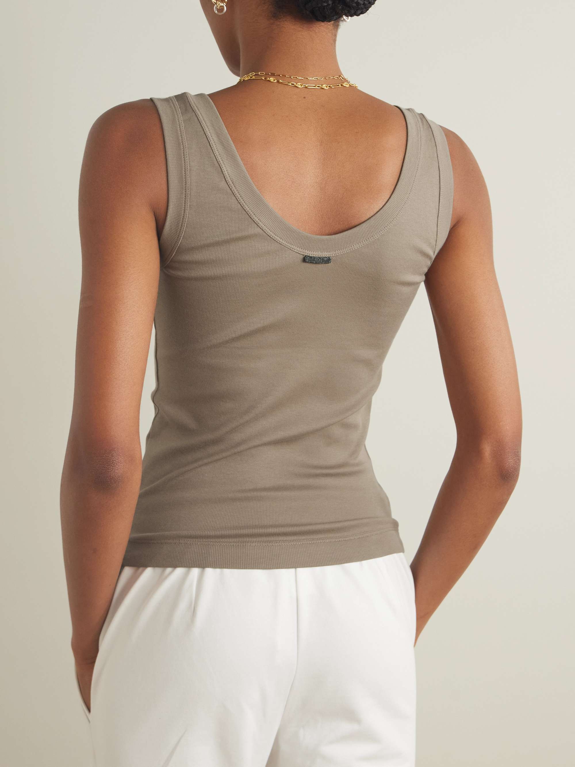 【本日特価】 BRUNELLO NET-A | tank jersey cotton-blend Ribbed CUCINELLI タンクトップ