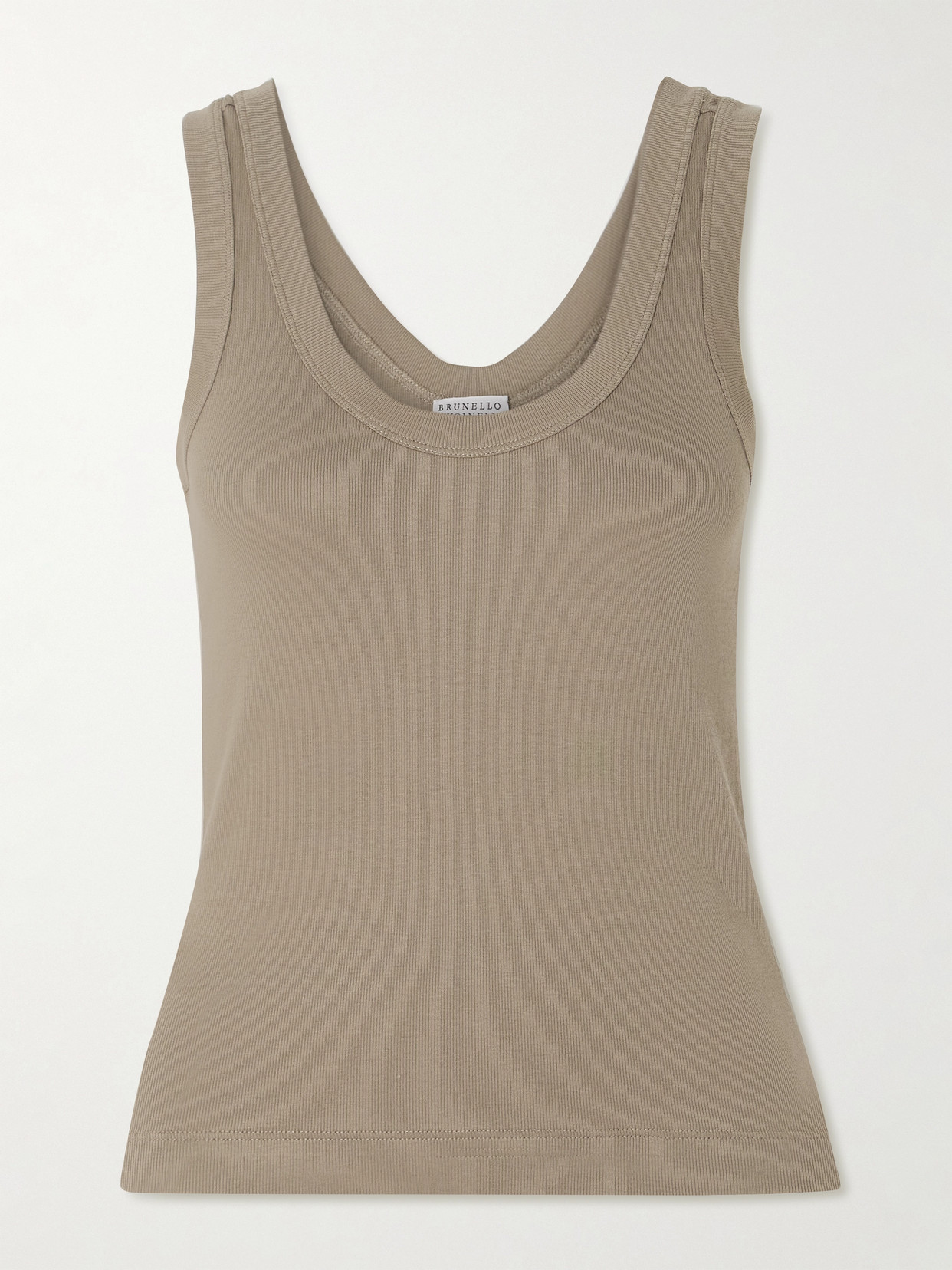 Brunello Cucinelli Ribbed Cotton-blend Jersey Tank In Neutrals