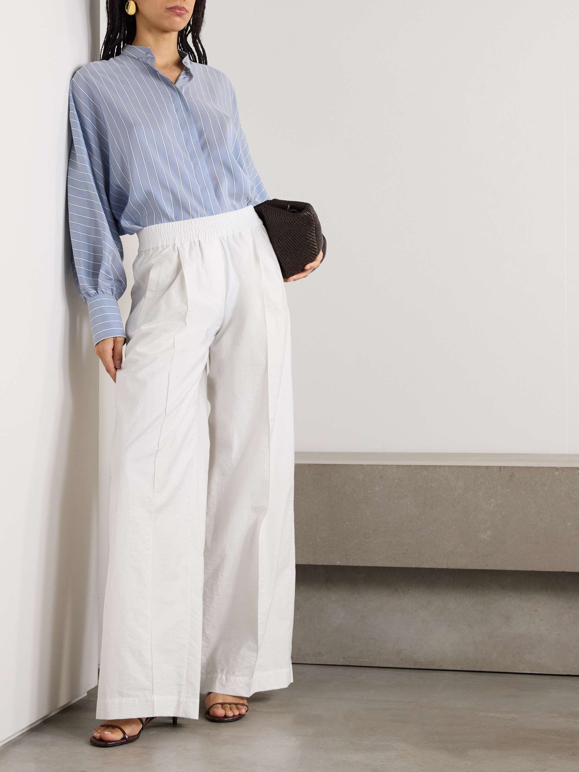 BRUNELLO CUCINELLI Striped silk shirt | NET-A-PORTER