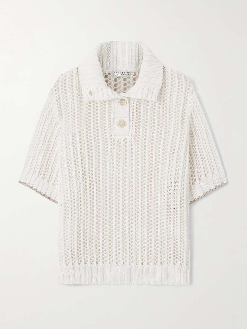 Brunello Cucinelli Open-knit Cotton Polo Shirt