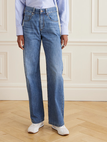 Brunello Cucinelli High-rise wide-leg jeans