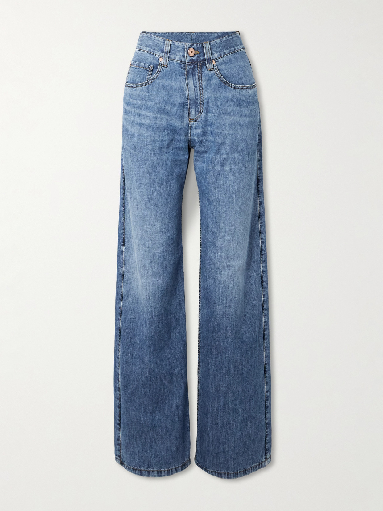 Brunello Cucinelli 'boyfriend' Blue Five Pocket Jeans With Faded Effect In Blue