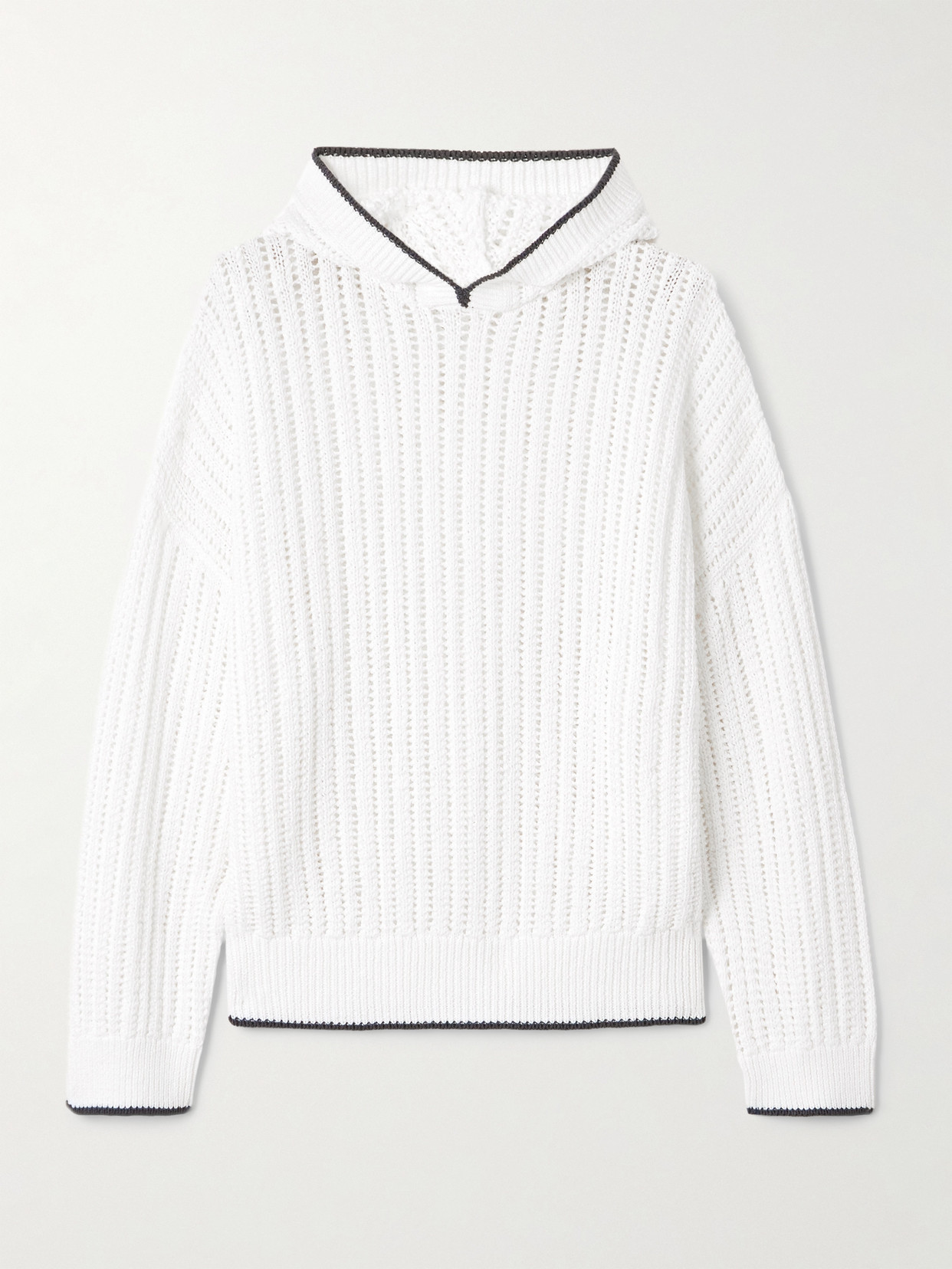 Brunello Cucinelli Open-knit Cotton Hoodie In White