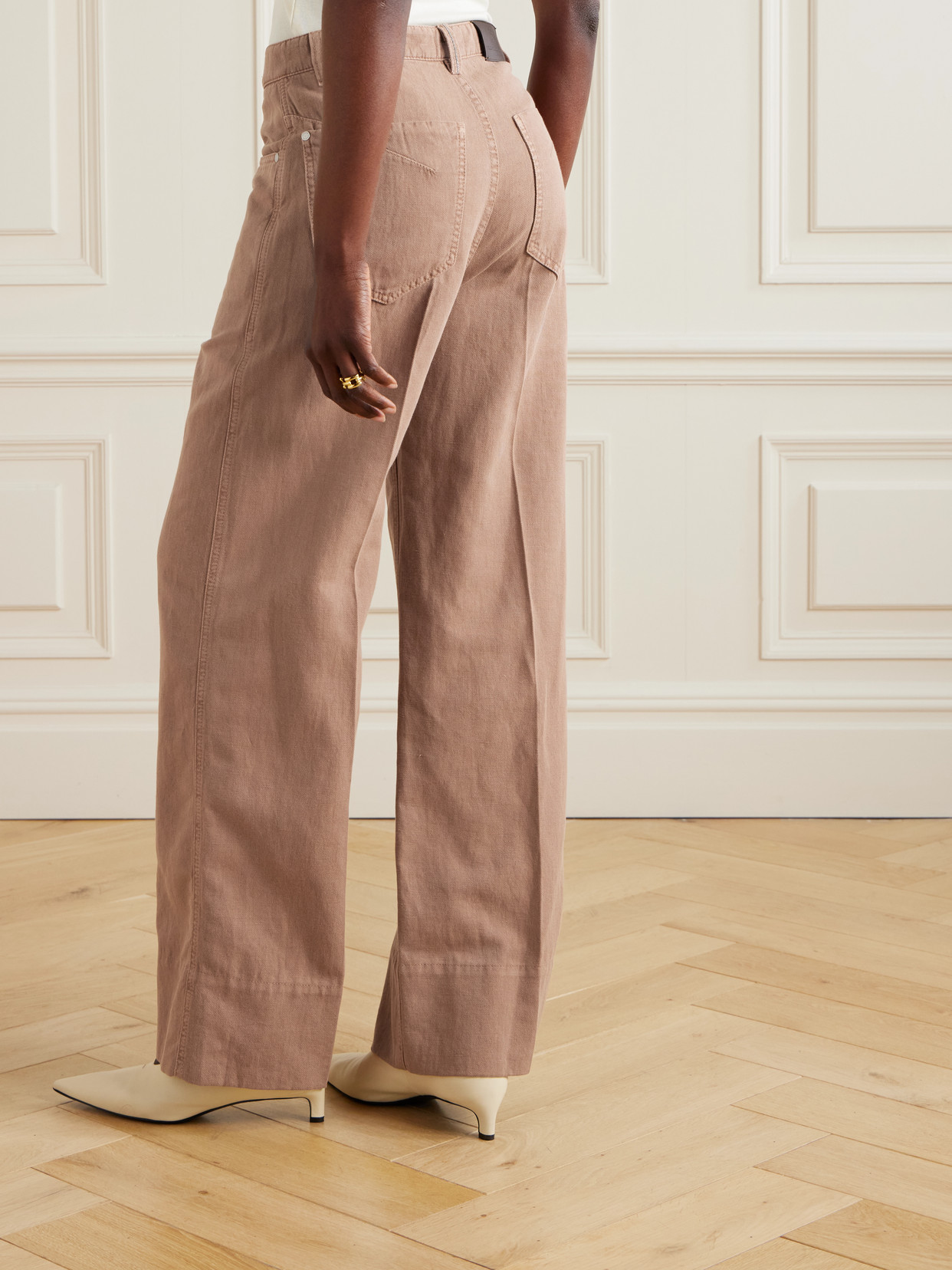Brunello Cucinelli Leather Pant In Brown