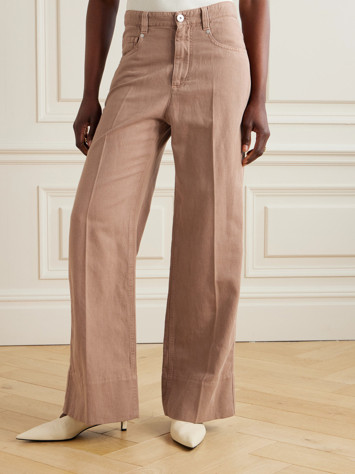 Brunello Cucinelli Leather Pant In Brown