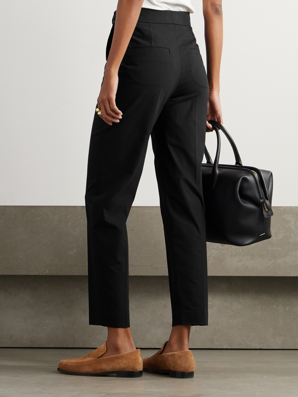 Brunello Cucinelli Cotton-blend Twill Tapered Pants In Black